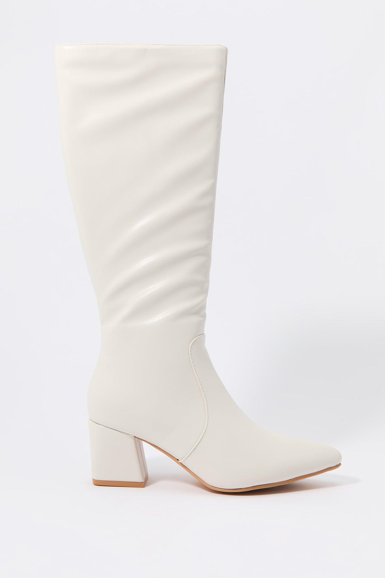 Faux Leather Pointed Toe Knee High Boot Female product image