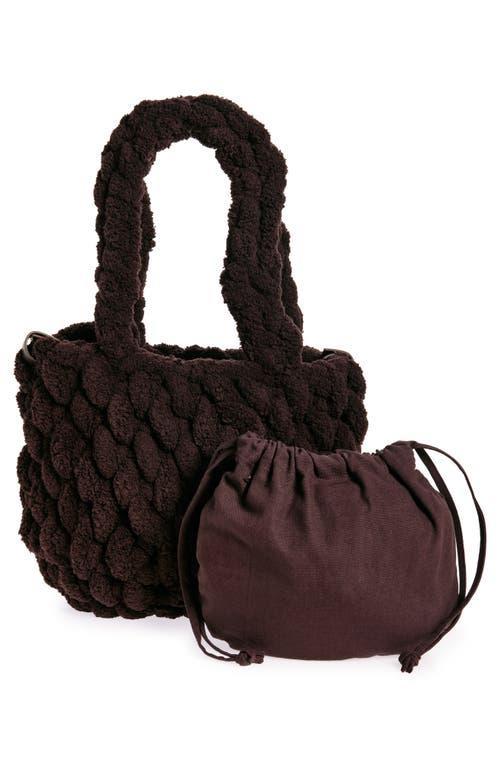 JW ANDERSON Small Blanket Embellished Knotted Chenille Tote In 685 Dark Brown Product Image