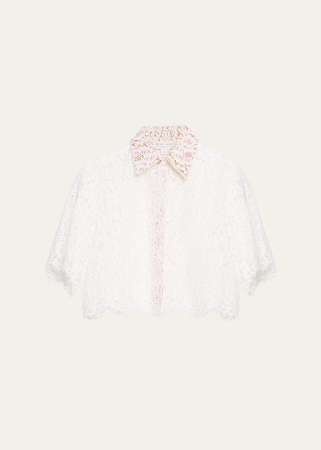 Womens Crop Lace-Trim Shirt Product Image