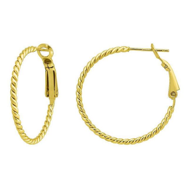 Aleure Precioso 18k Gold over Sterling Silver Twisted Hoop Earrings, Womens Yellow Product Image