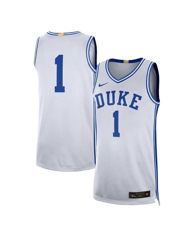 Mens Jordan #1 White Duke Blue Devils Limited Authentic Jersey - White Product Image