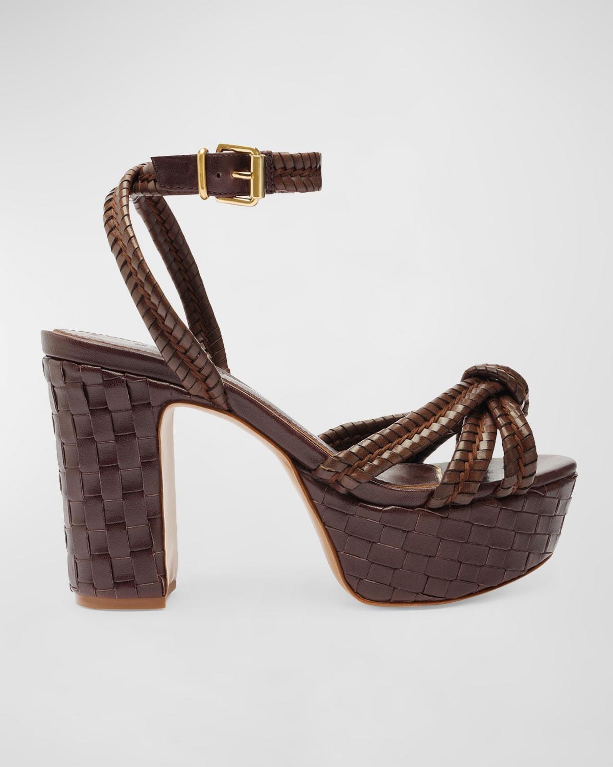 Schutz Womens Kathleen Almond Toe Woven High Heel Platform Sandals Product Image