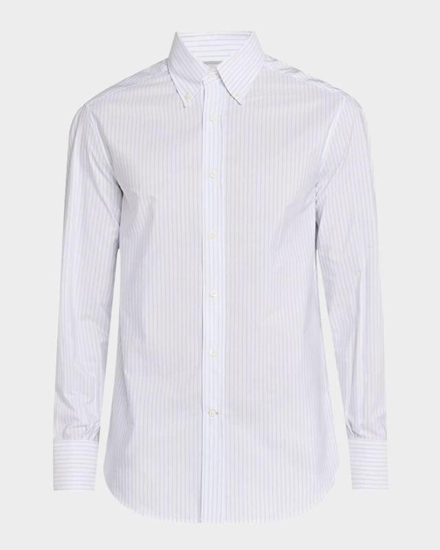 Men's Cotton Stripe Button-Collar Sport Shirt Product Image