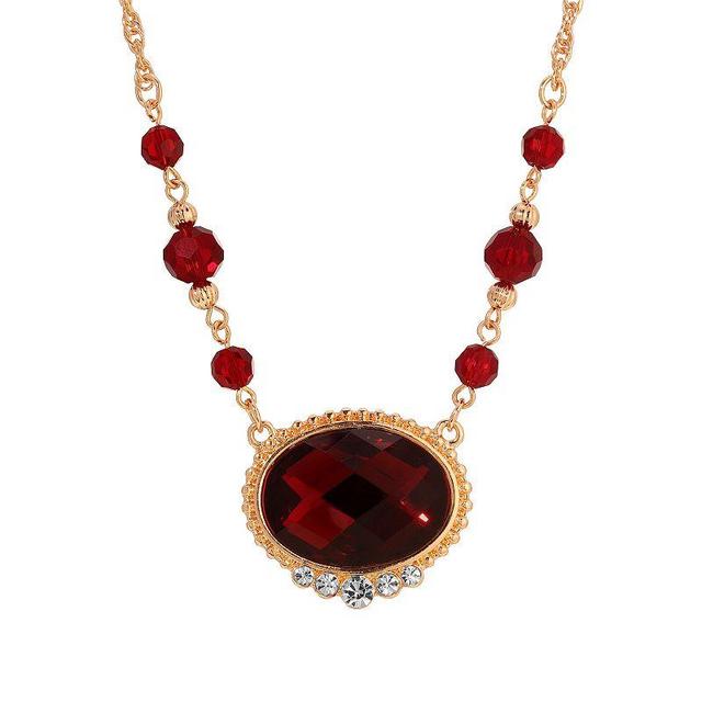 1928 Red Glass and Crystal 16in. Adjustable Collar Necklace Product Image