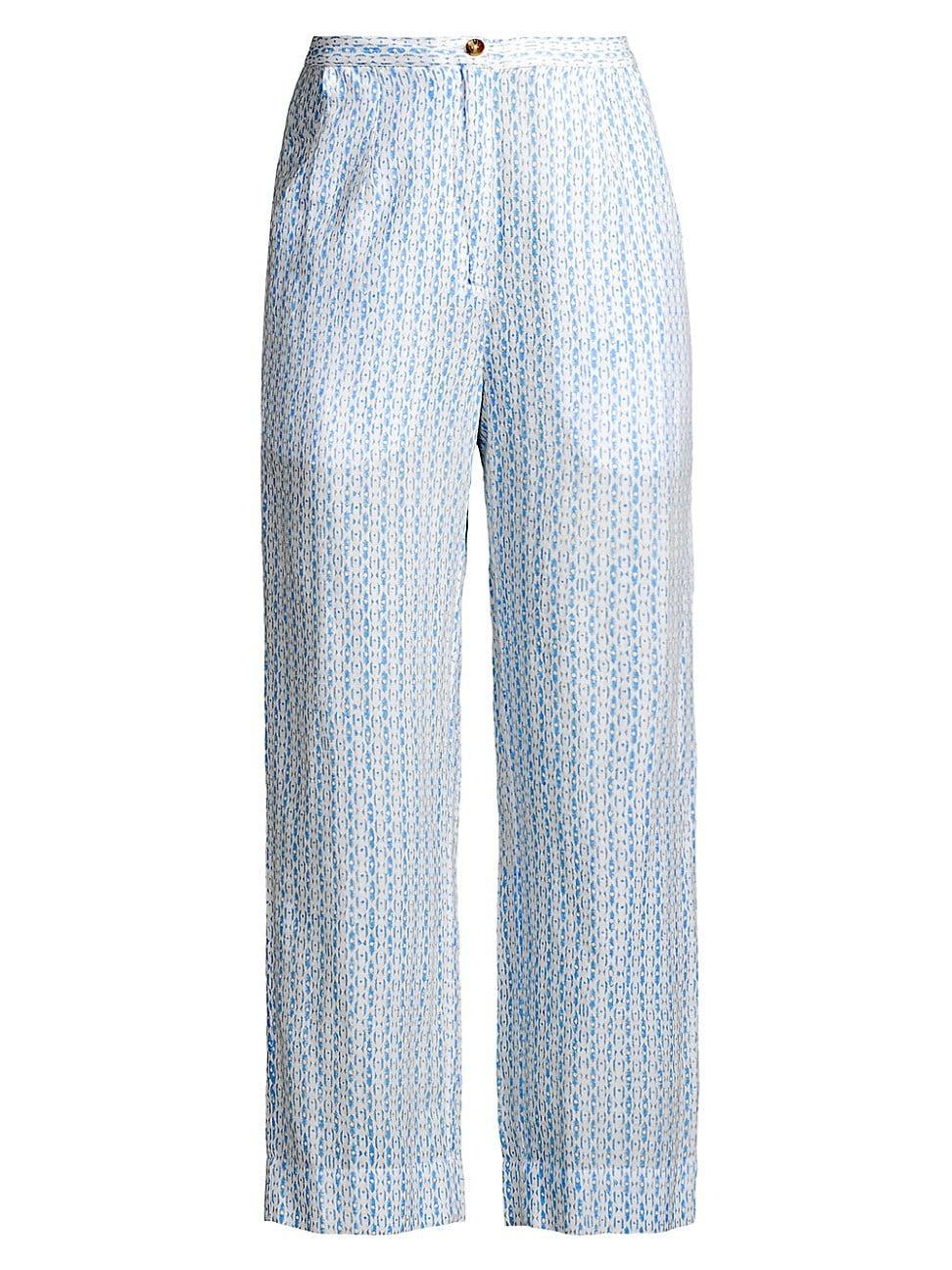 Womens Pietro Geometric Cotton-Linen Pants Product Image