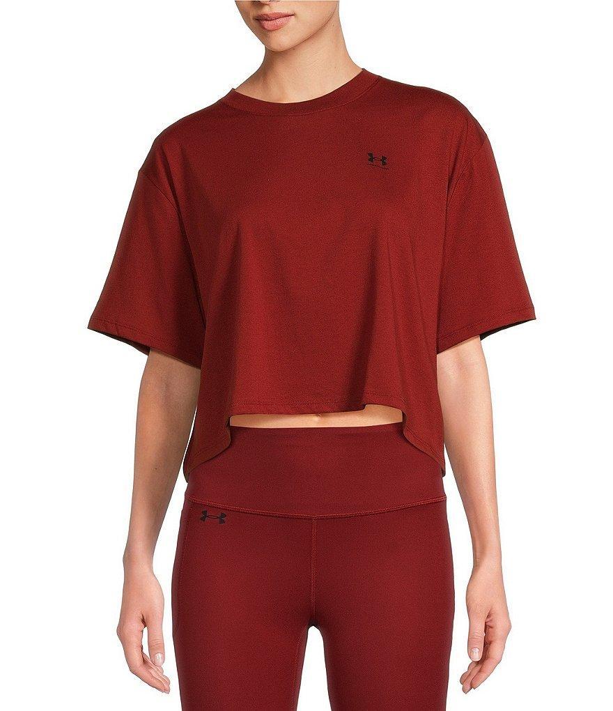 Under Armour Soft Knit Crew Neck Short Sleeves Oversize Fit Boxy Crop Top Product Image