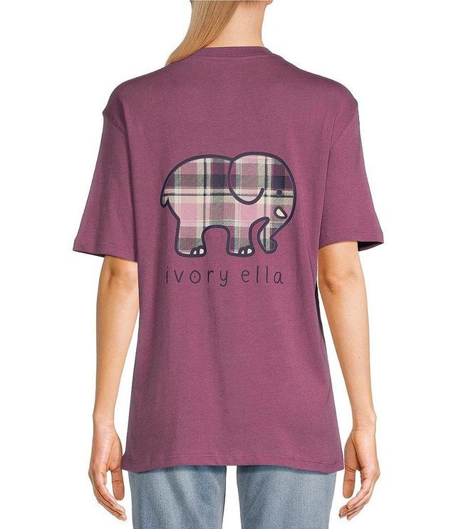 Ivory Ella Pretty Plaid Elephant Short Sleeve Graphic T-Shirt Product Image