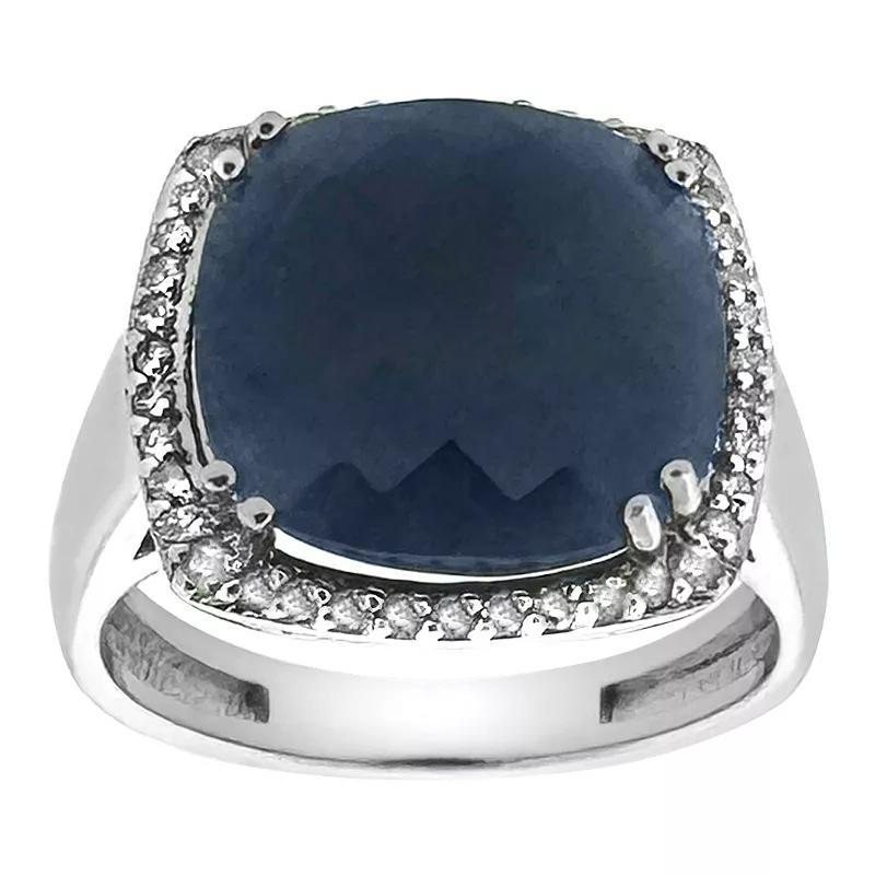 Sterling Silver Sapphire & Diamond Ring, Womens Product Image