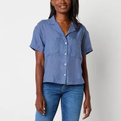 a.n.a Womens Short Sleeve Regular Fit Button-Down Shirt Product Image