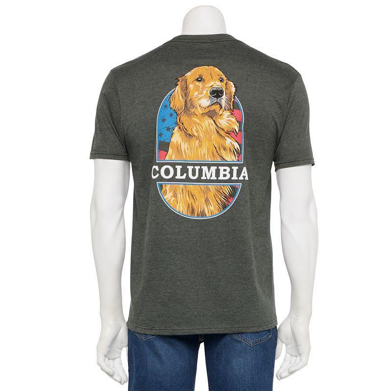 Mens Columbia Short Sleeve Back Graphic Tee Grey Heather Dog Product Image