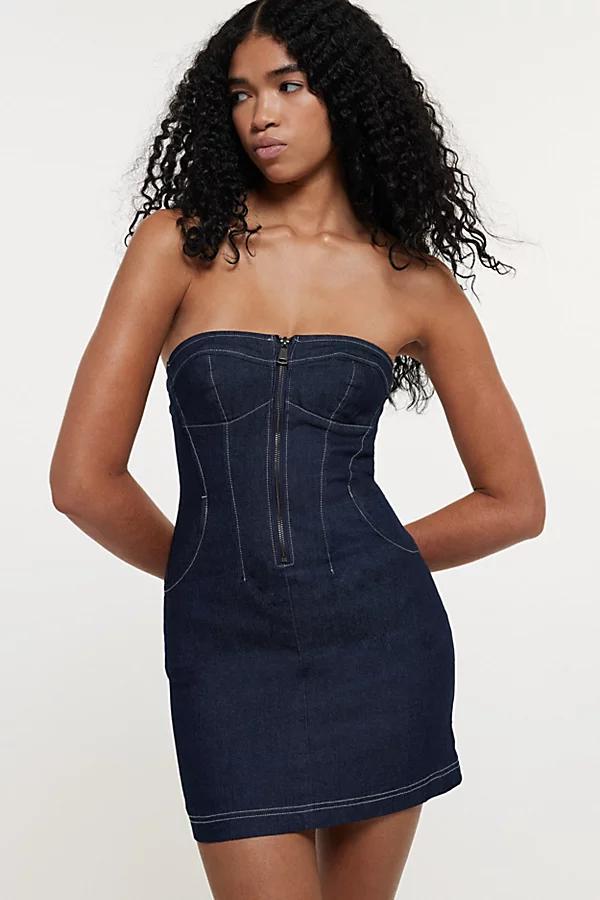 Silence + Noise Ashton Strapless Denim Mini Dress Womens at Urban Outfitters Product Image