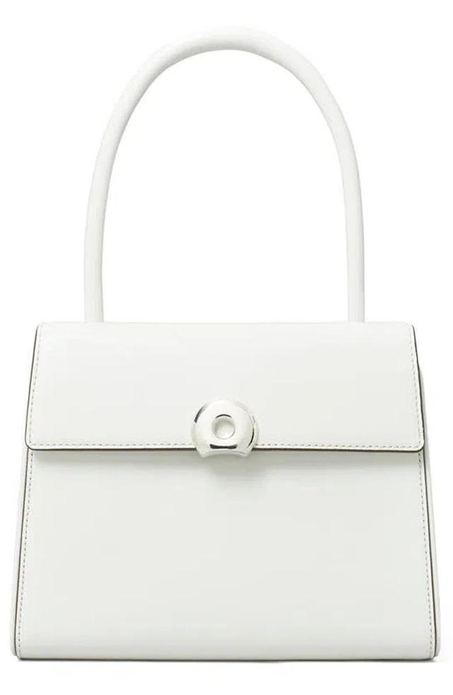 Small Deville Leather Top Handle Bag In White Product Image