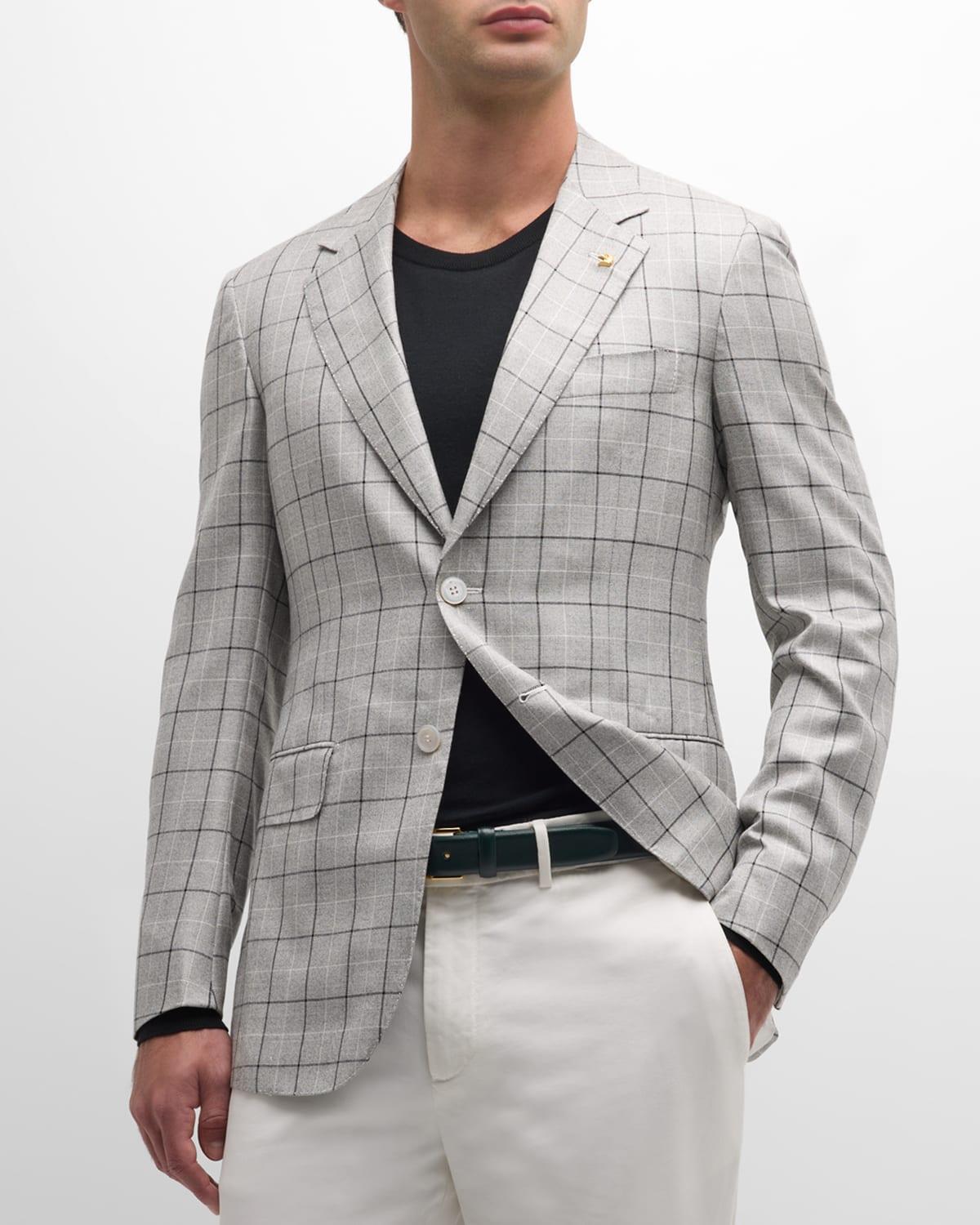 Mens Wool and Silk Two-Button Jacket Product Image