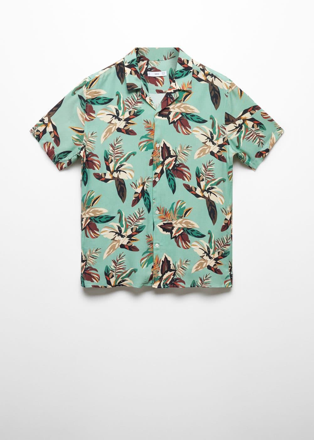 MANGO MAN - Regular fit floral print shirt turquoiseMen Product Image