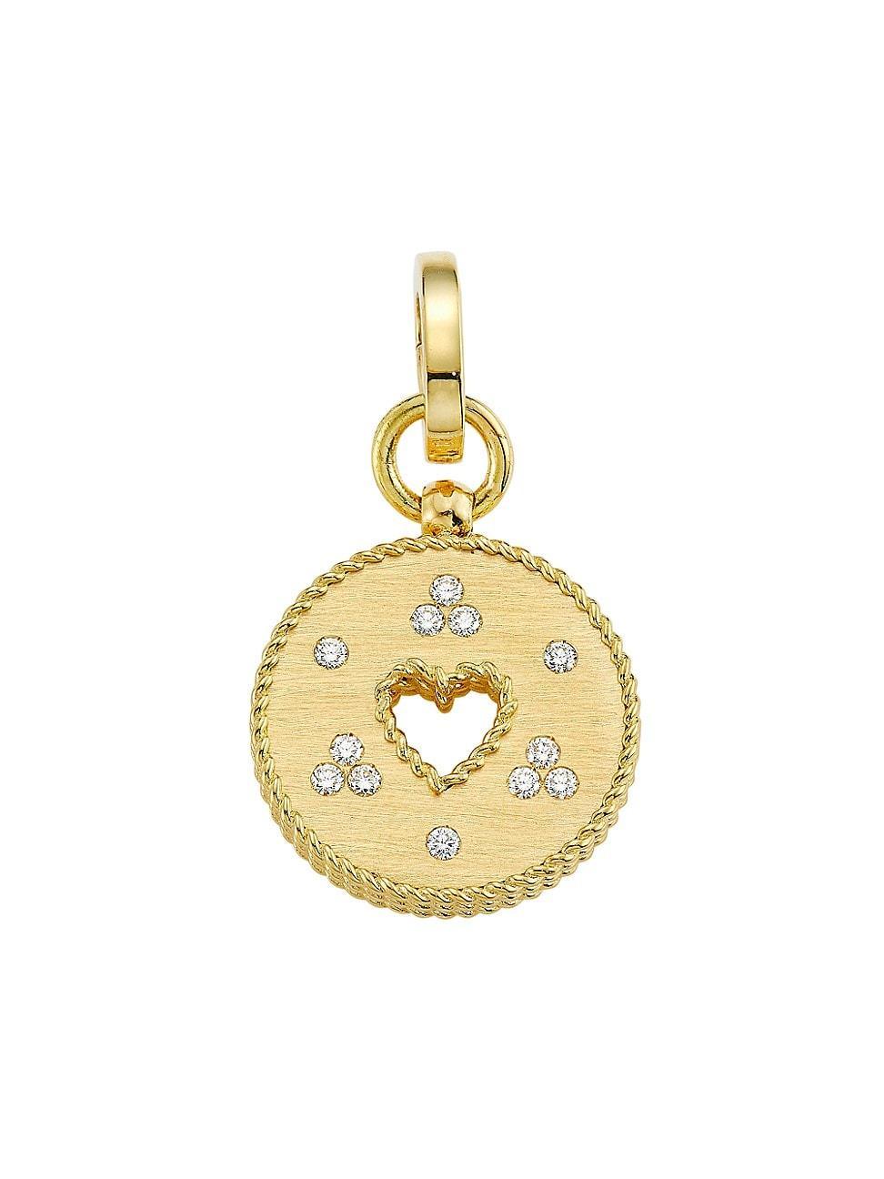 Womens Venetian Princess 18K Yellow Gold & 0.14 TCW Diamond Small Heart Medallion Pendant Product Image