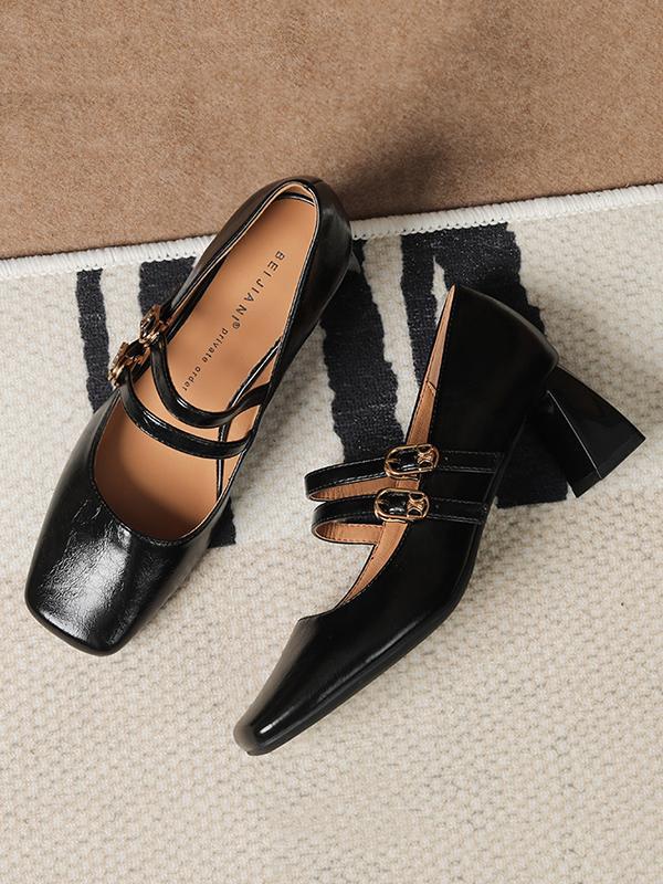 Lace-Up Shallow Cut Square-Toe Pumps product image