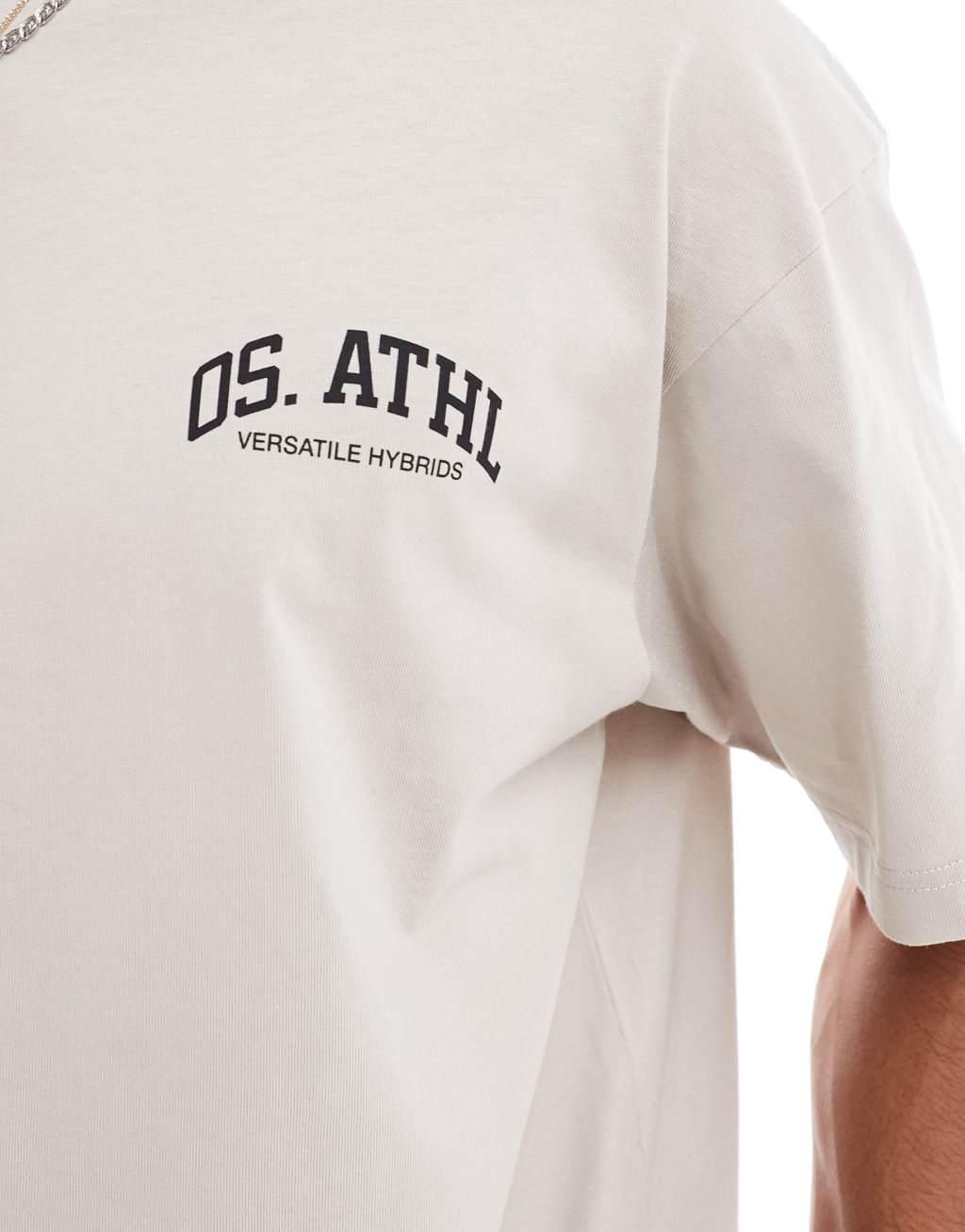 ONLY & SONS T-shirt with athlectics print in beige Product Image