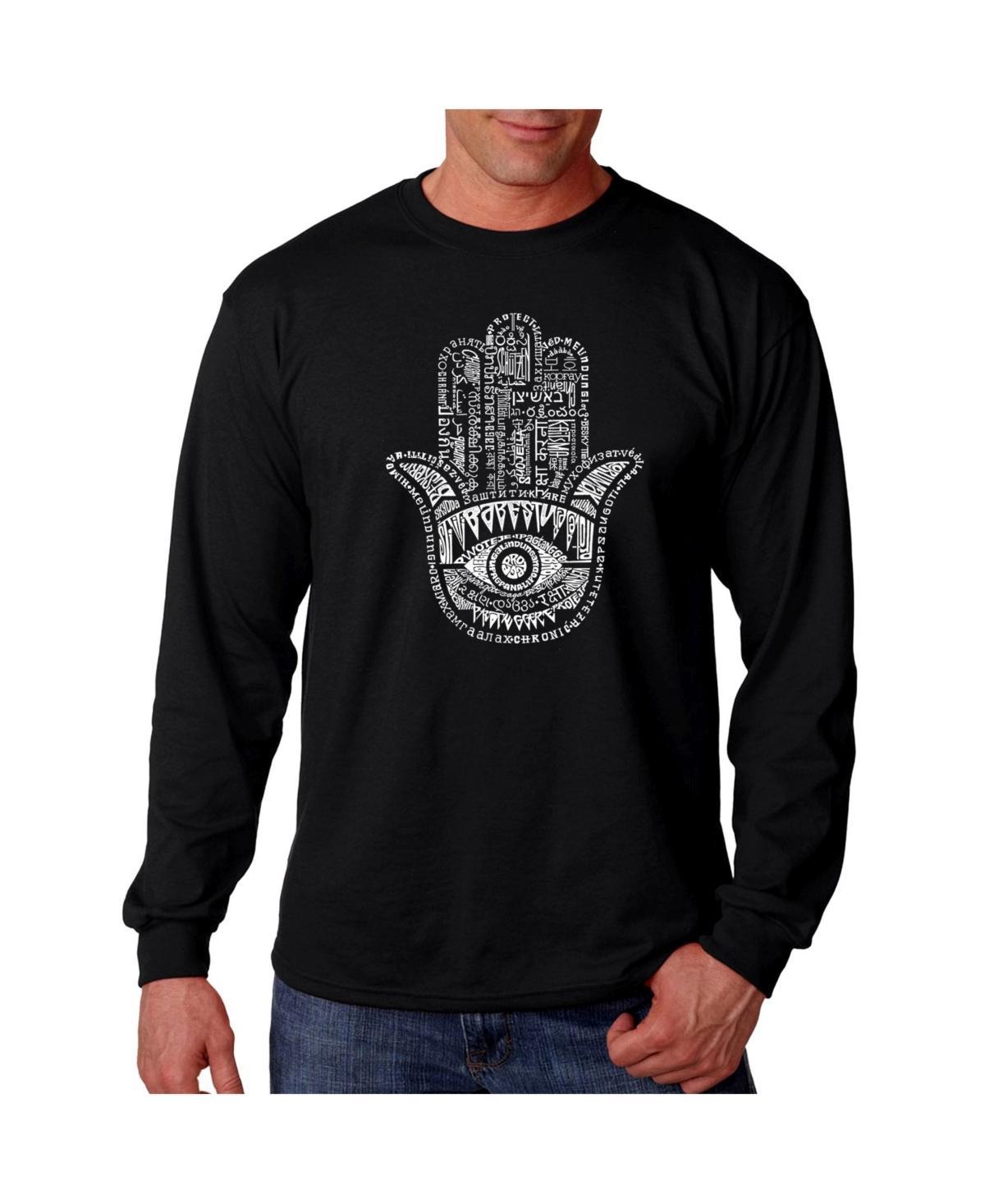 La Pop Art Mens Word Art Long Sleeve T-Shirt - Hamsa Product Image