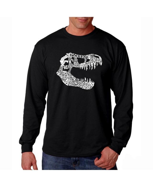 La Pop Art Mens Word Art Long Sleeve T-Shirt- T-Rex Skull Product Image