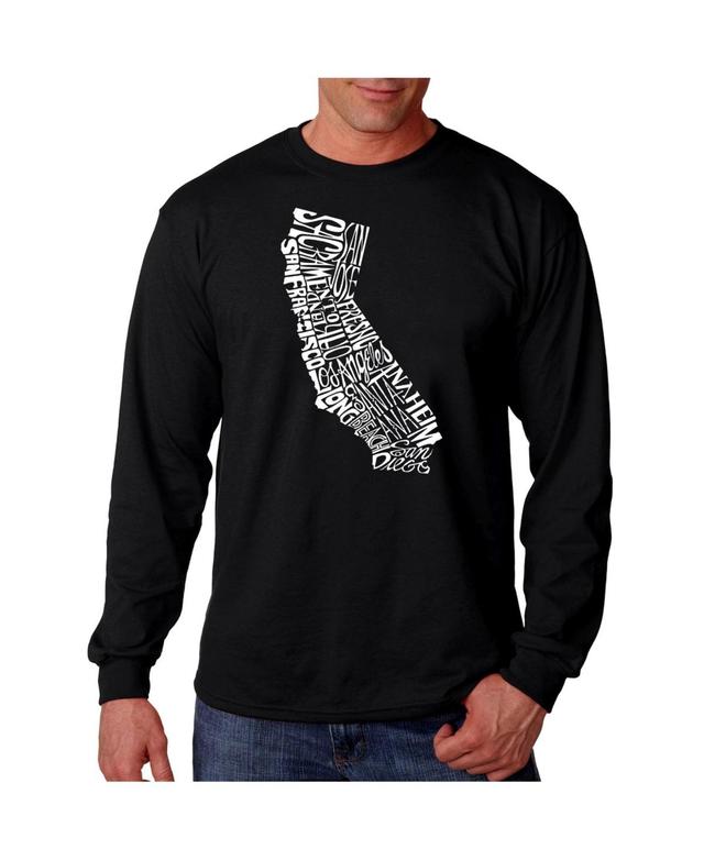 La Pop Art Mens Word Art Long Sleeve T-Shirt - California State Product Image