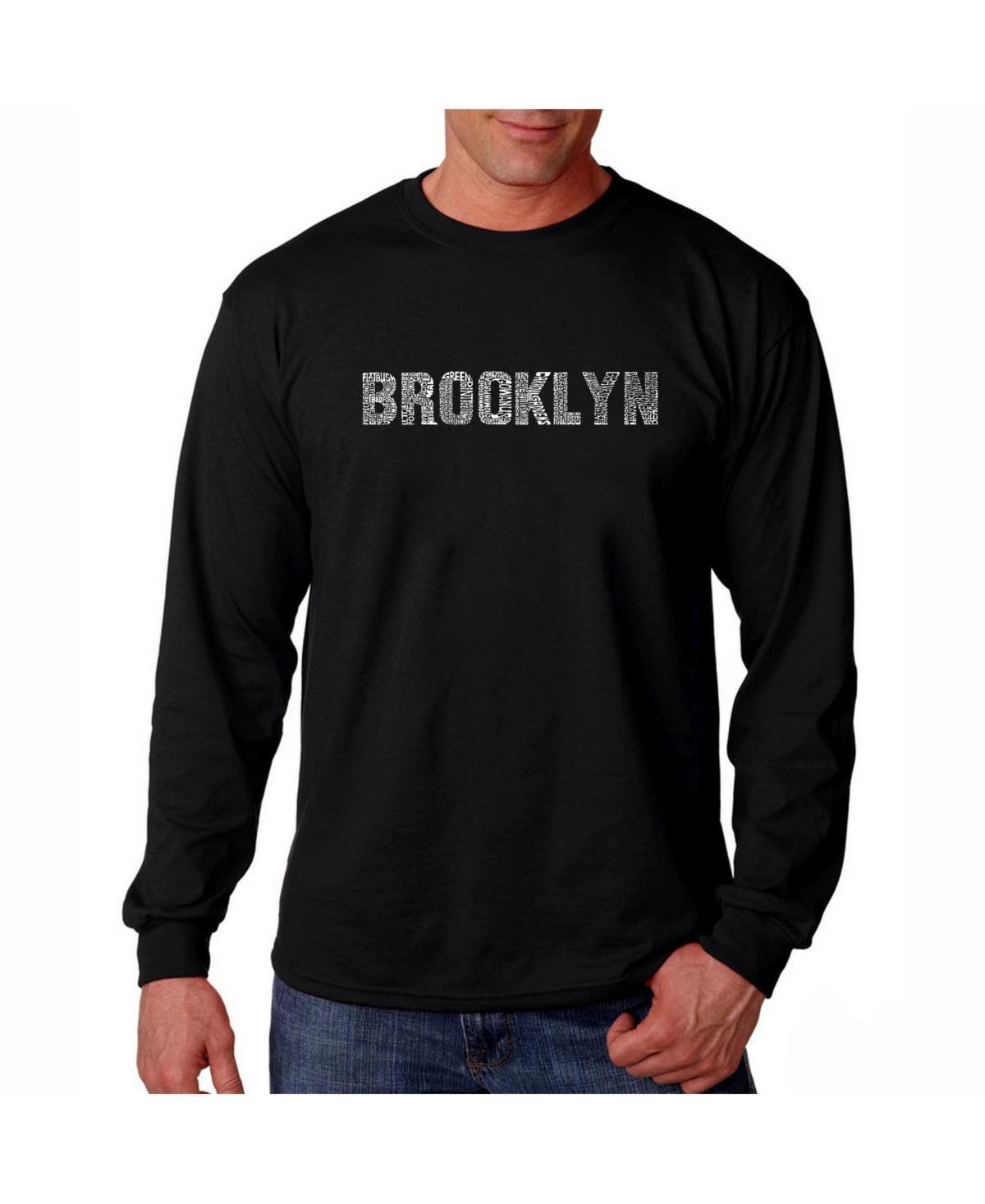 La Pop Art Mens Word Art Long Sleeve T-Shirt - Boston Neighborhoods Product Image