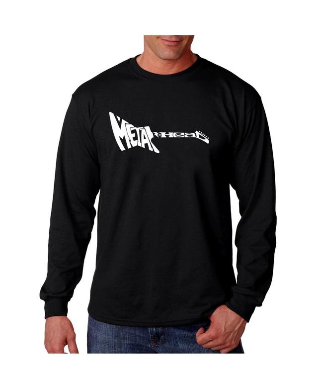 La Pop Art Mens Word Art Long Sleeve T-Shirt- Metal Head Guitar Product Image