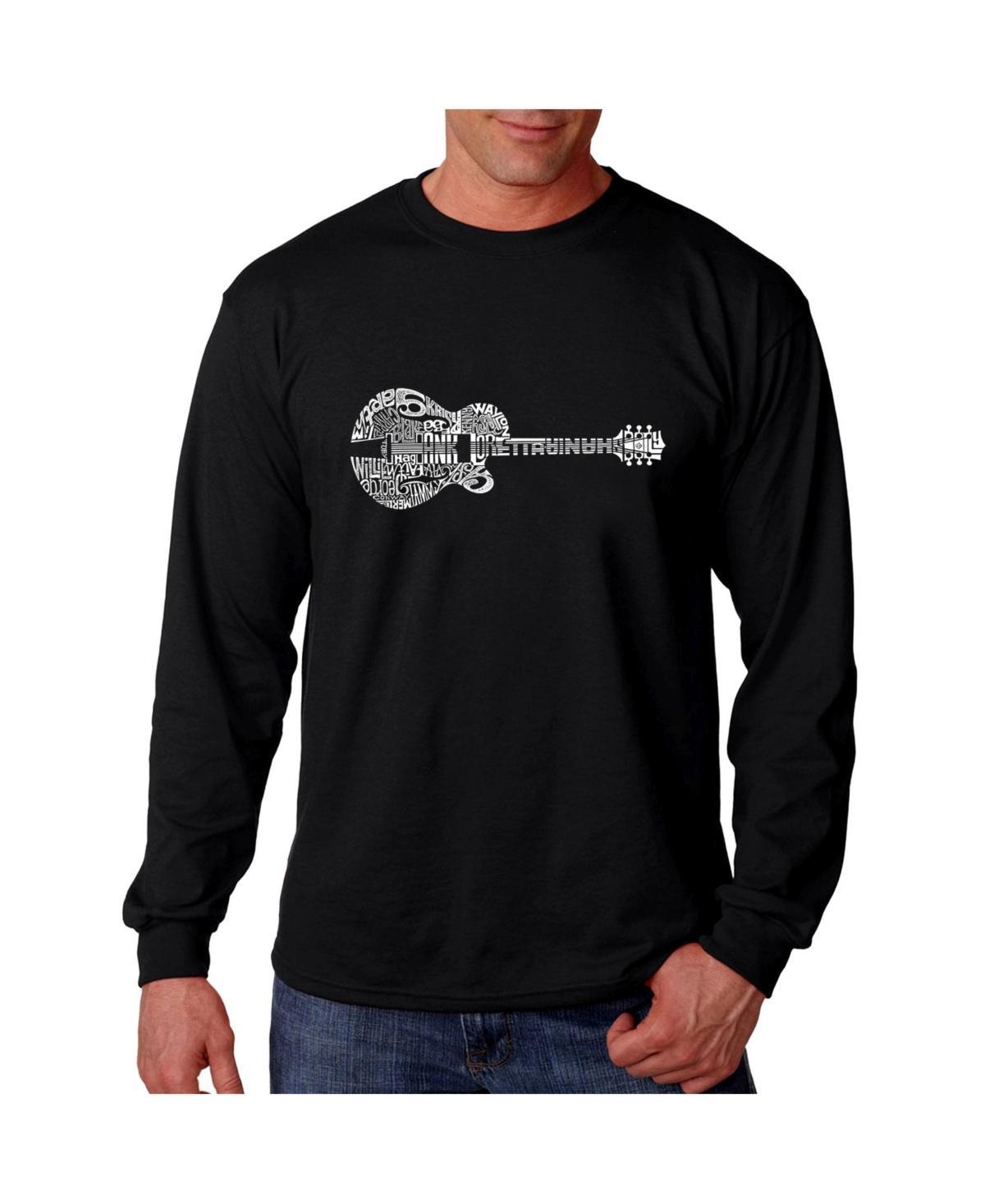 La Pop Art Mens Word Art Long Sleeve T-Shirt - Country Guitar Product Image