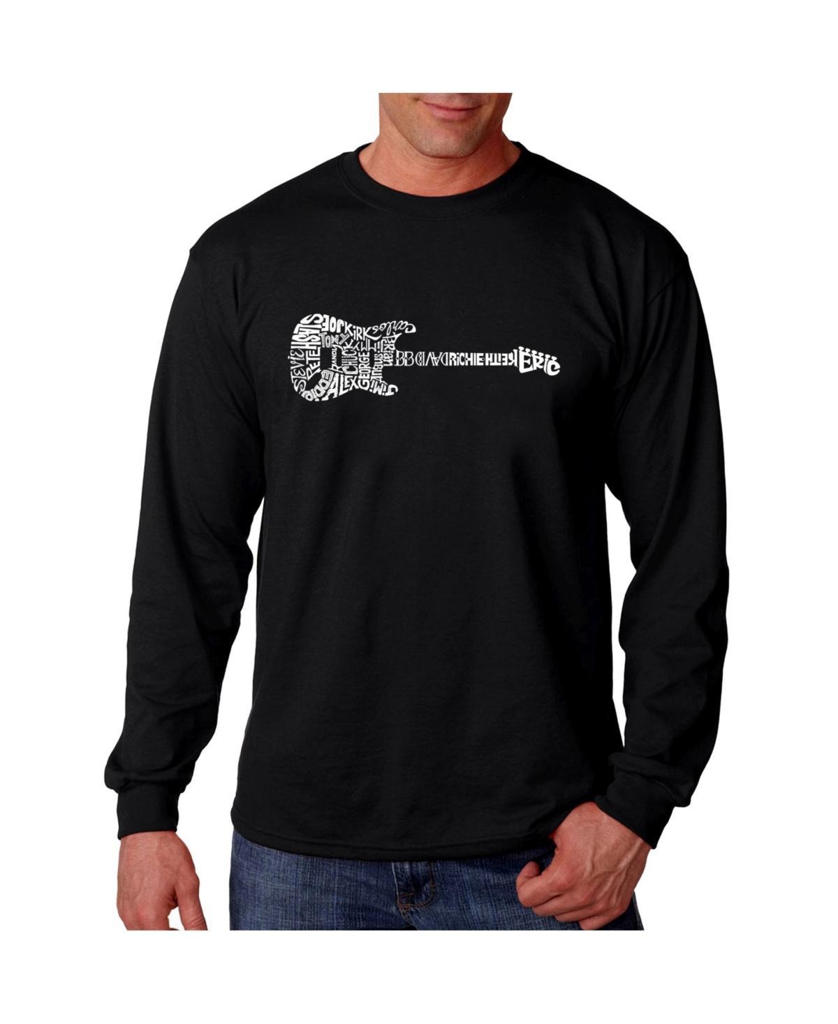 La Pop Art Mens Word Art Long Sleeve T-Shirt - Rock Guitar Product Image