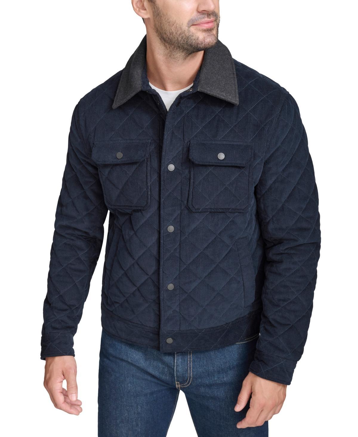 Cole Haan Mens Collared Quilted Button-Front Jacket Product Image