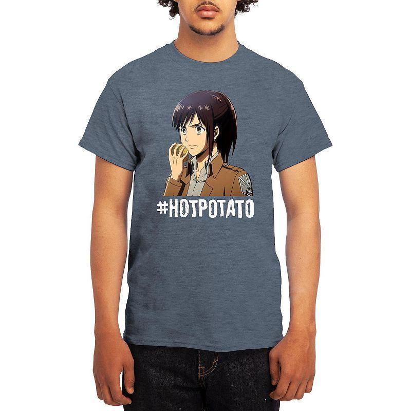 Mens Attack on Titan Tee Grey Red Product Image