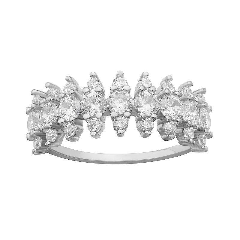 PRIMROSE Sterling Silver Cubic Zirconia Cluster Band Ring, Womens Grey Product Image