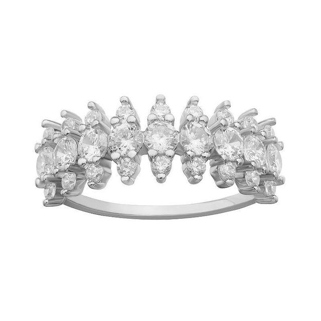 PRIMROSE Sterling Silver Cubic Zirconia Cluster Band Ring, Womens Product Image