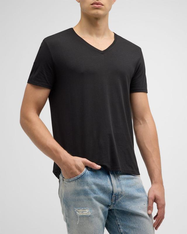 Mens Slim Fit V-Neck Cotton T-Shirt Product Image