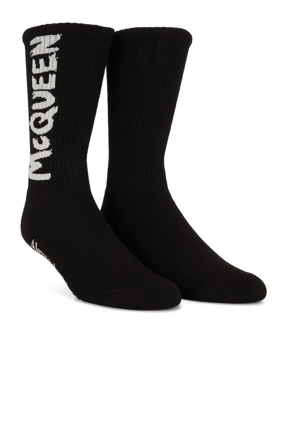 Alexander McQueen Socks Graffiti in Black Product Image