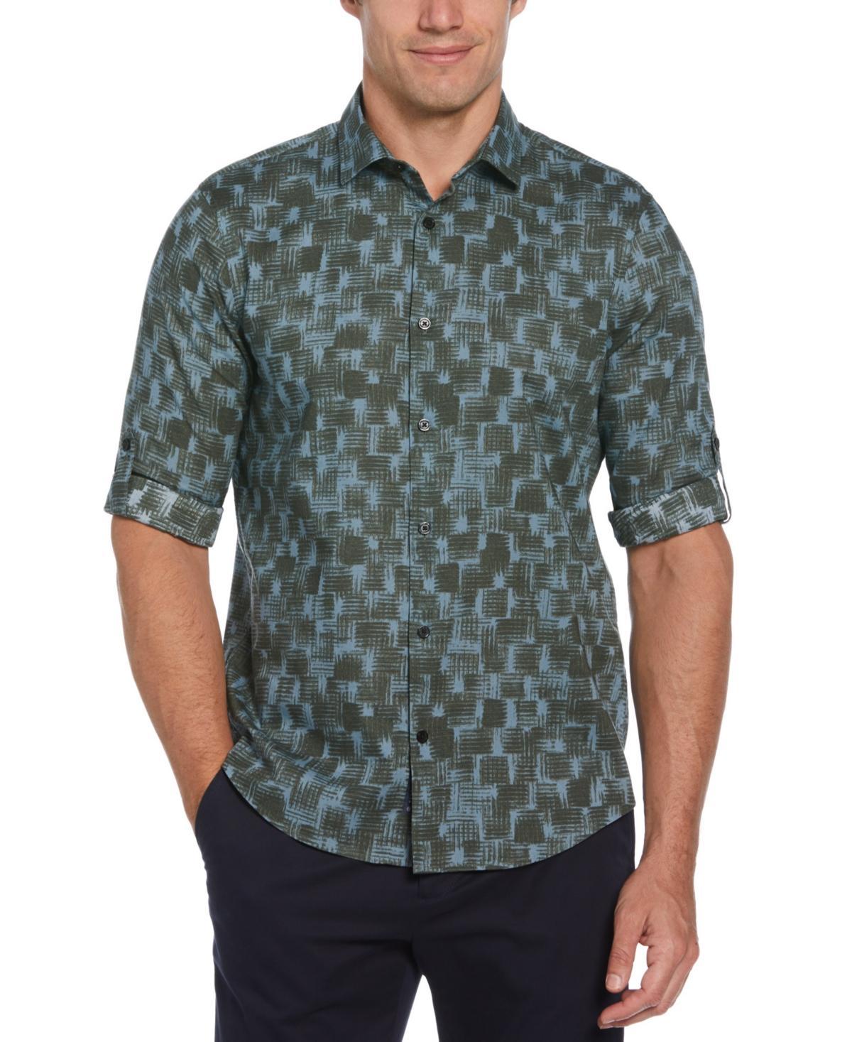 Perry Ellis Mens Rolled Sleeve Button-Front Geo Print Shirt Product Image