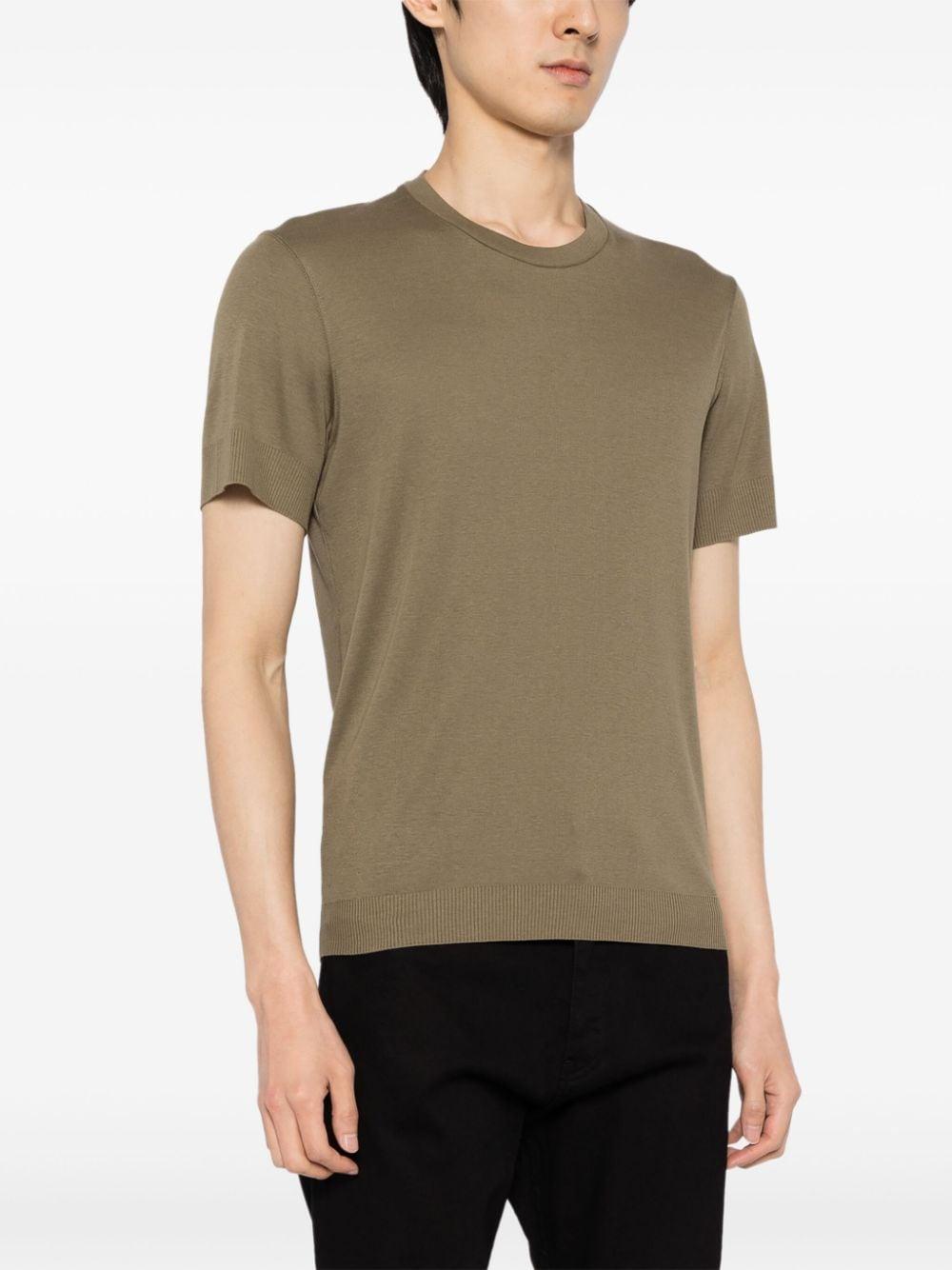 Short-sleeve Fine Knit Top In Green Product Image