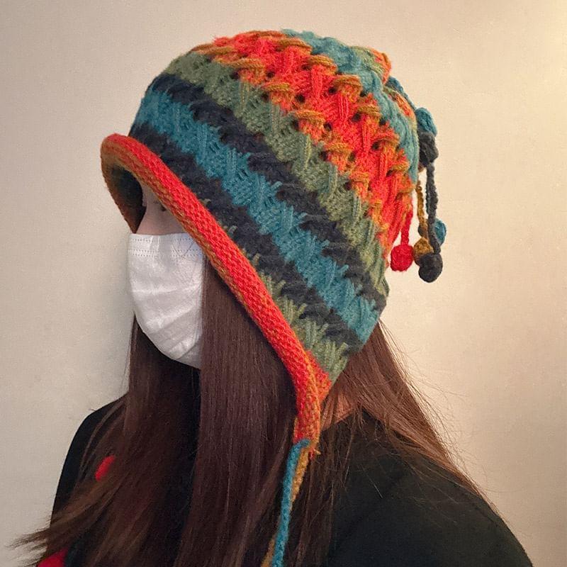 Striped Earflap Hat Product Image