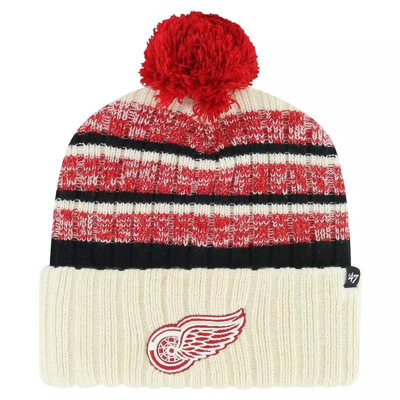 Mens 47 Cream Detroit Red Wings Tavern Cuffed Knit Hat with Pom Product Image