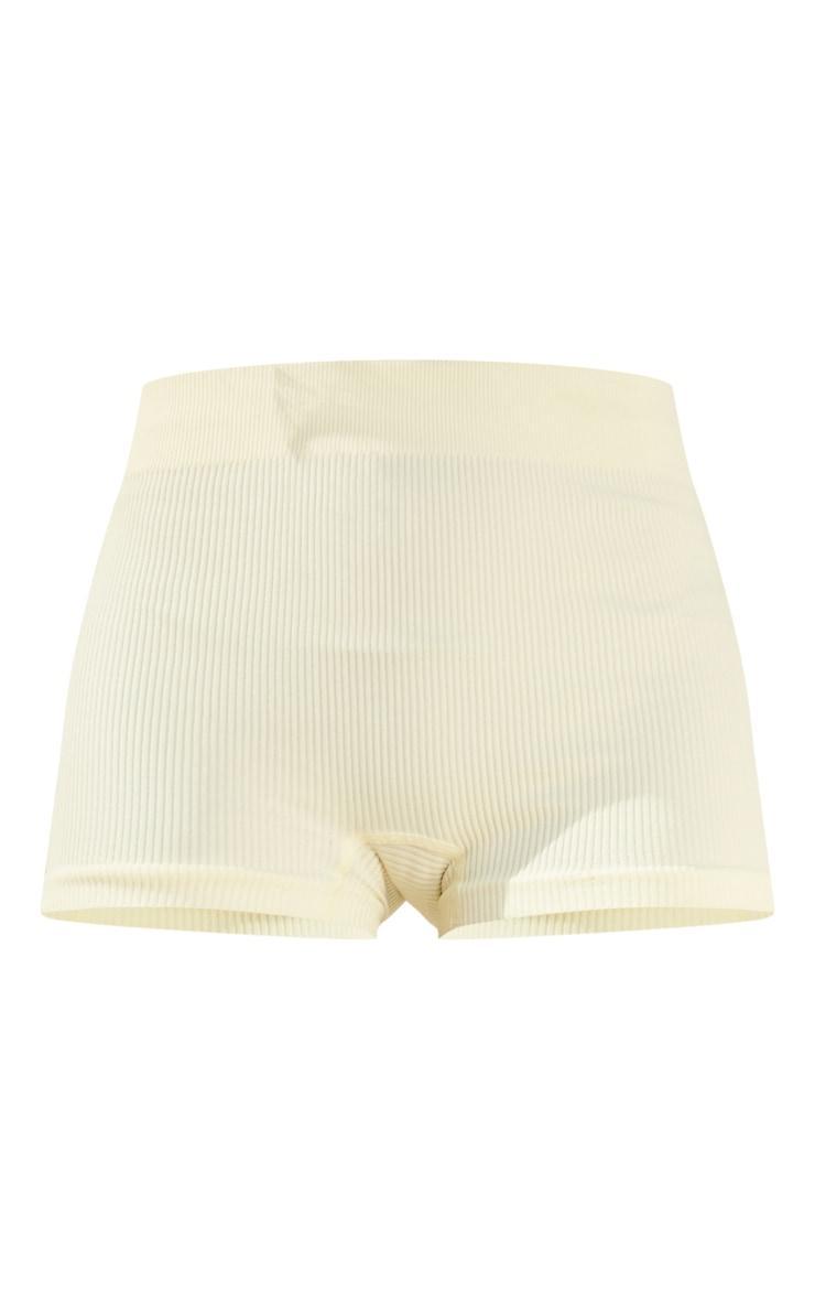 Cream Basic Structured Snatched Rib Hot Pants Product Image