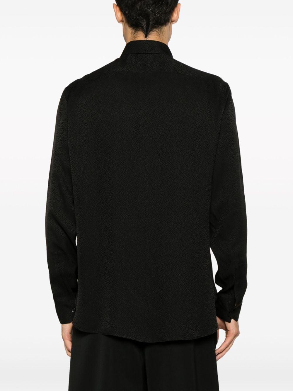 Long-sleeved Silk-linen Shirt In Black Product Image