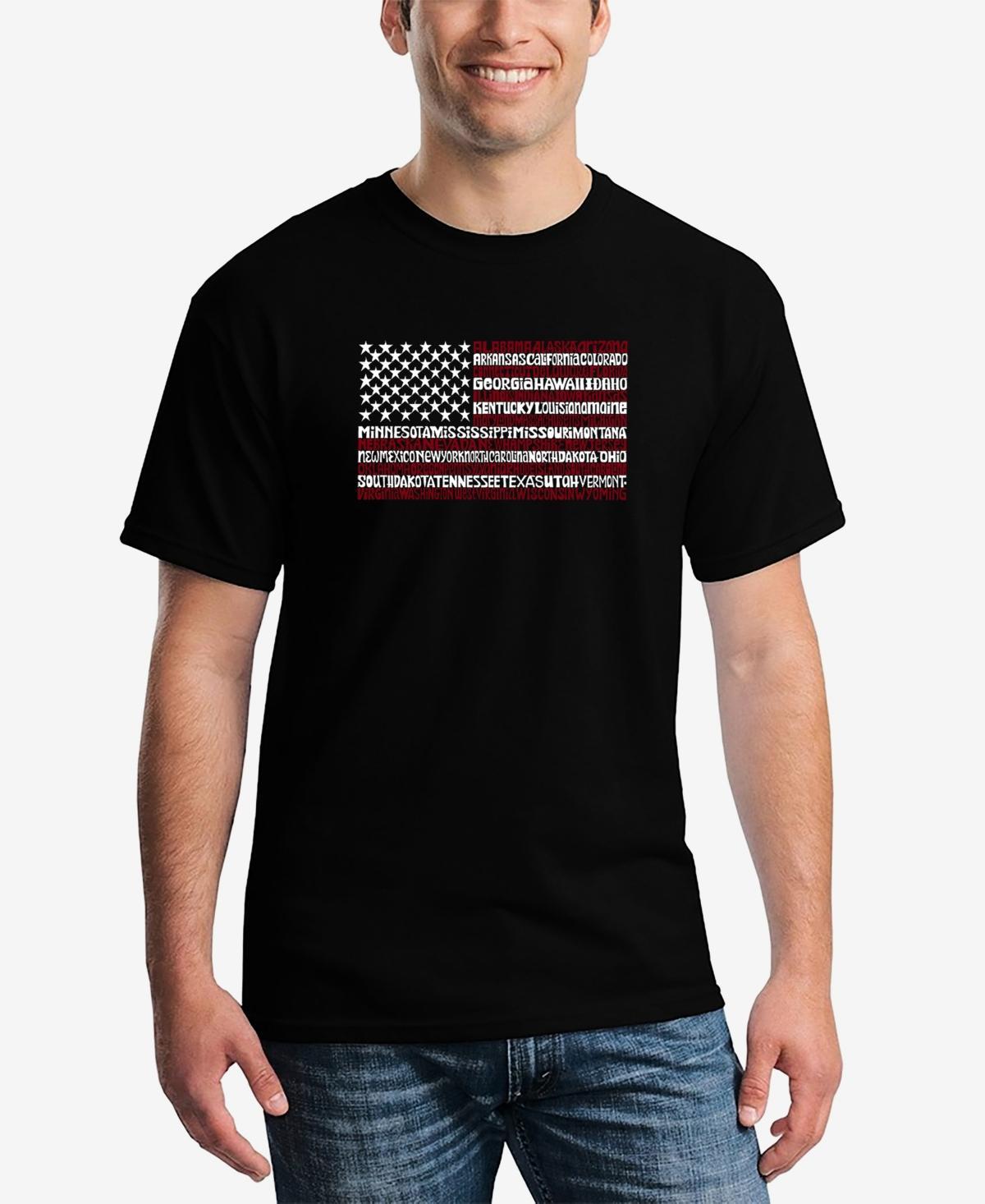 La Pop Art Mens 50 States Usa Flag Word Art Short Sleeve T-shirt Product Image