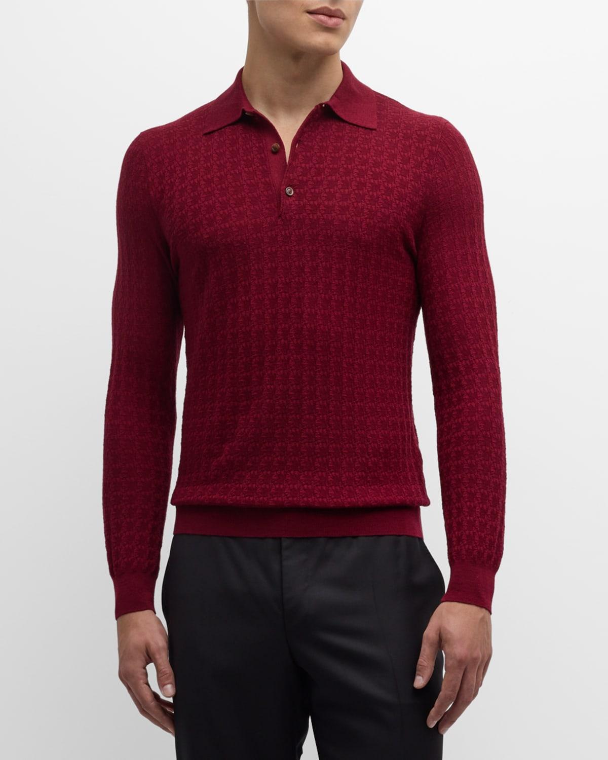 Mens Solid Textured Polo Shirt Product Image