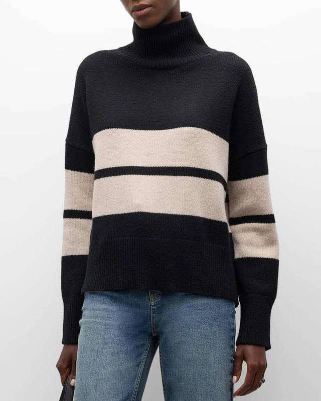 Malo Striped Turtleneck Wool Sweater Product Image