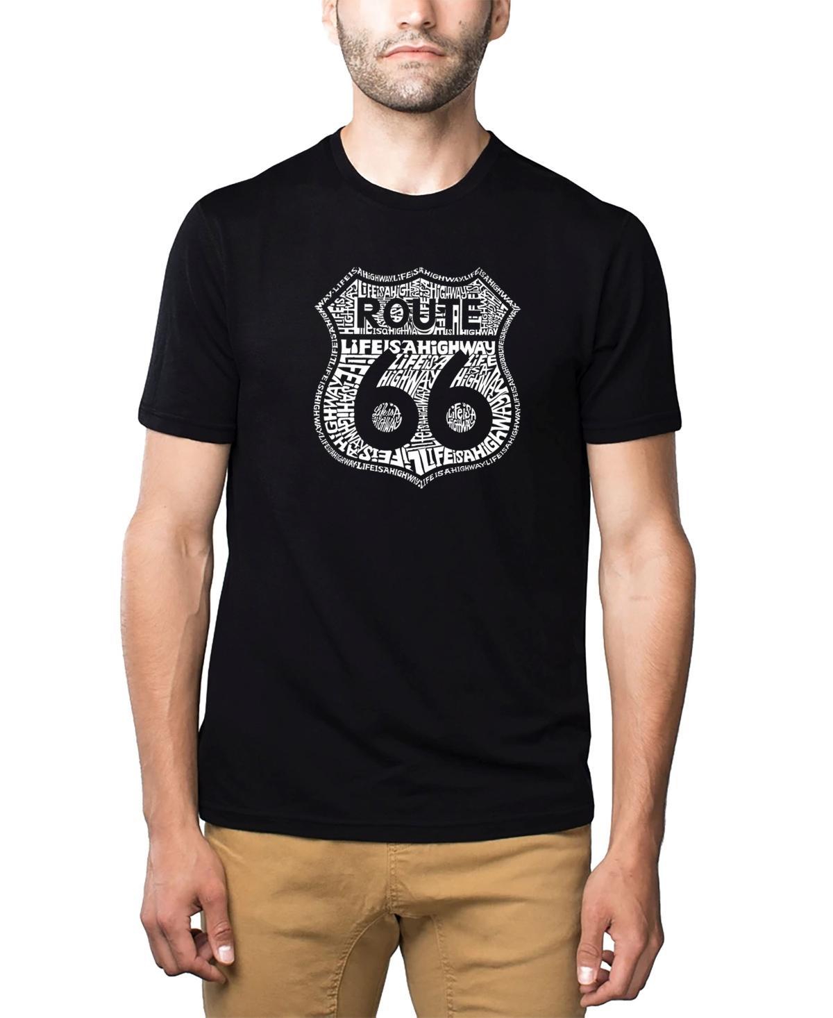 La Pop Art Mens Premium Word Art - Route 66 Life Is A Highway T-shirt Product Image