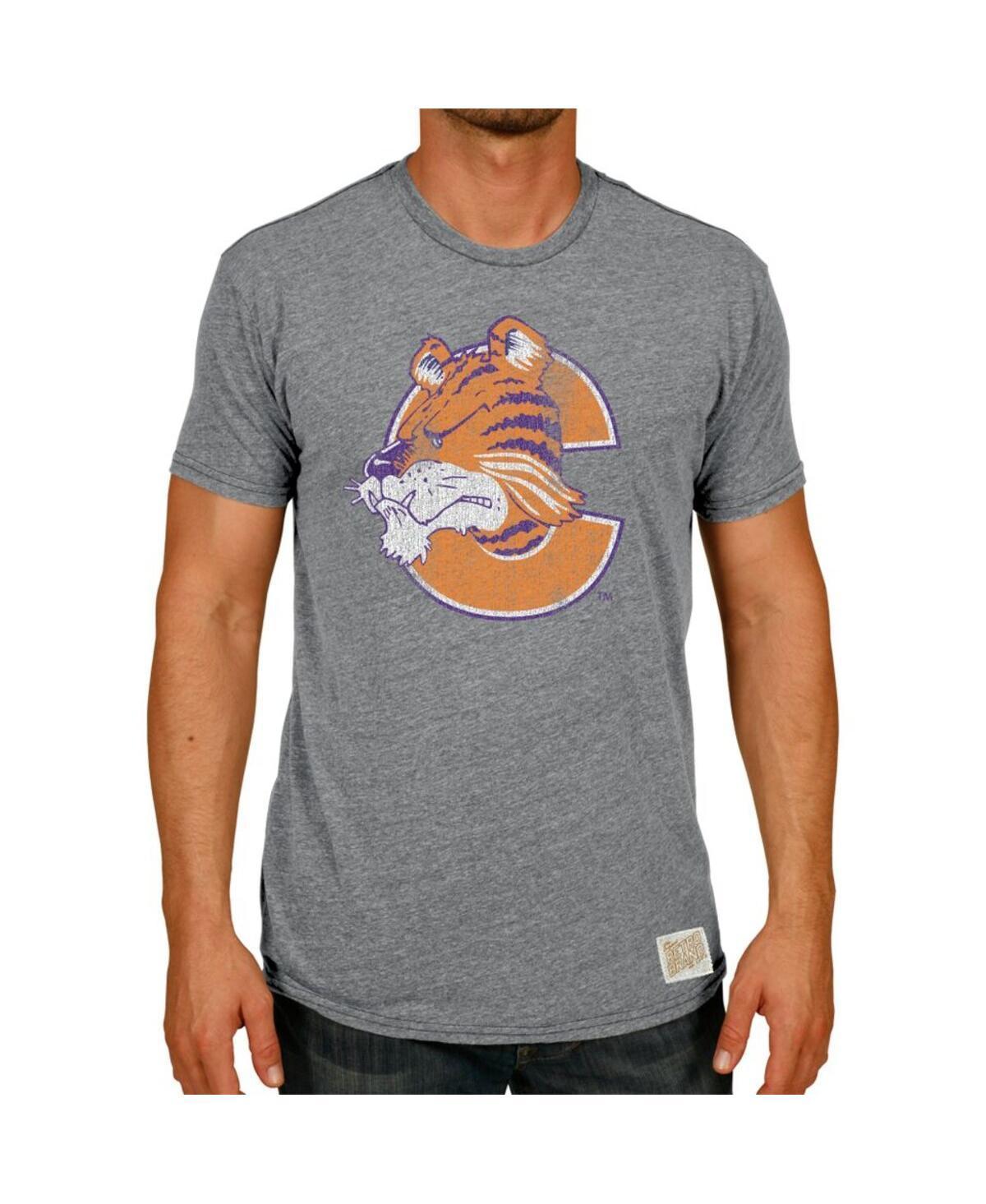 Mens Original Retro Brand Heathered Gray Clemson Tigers Vintage C Tri-Blend T-Shirt Product Image