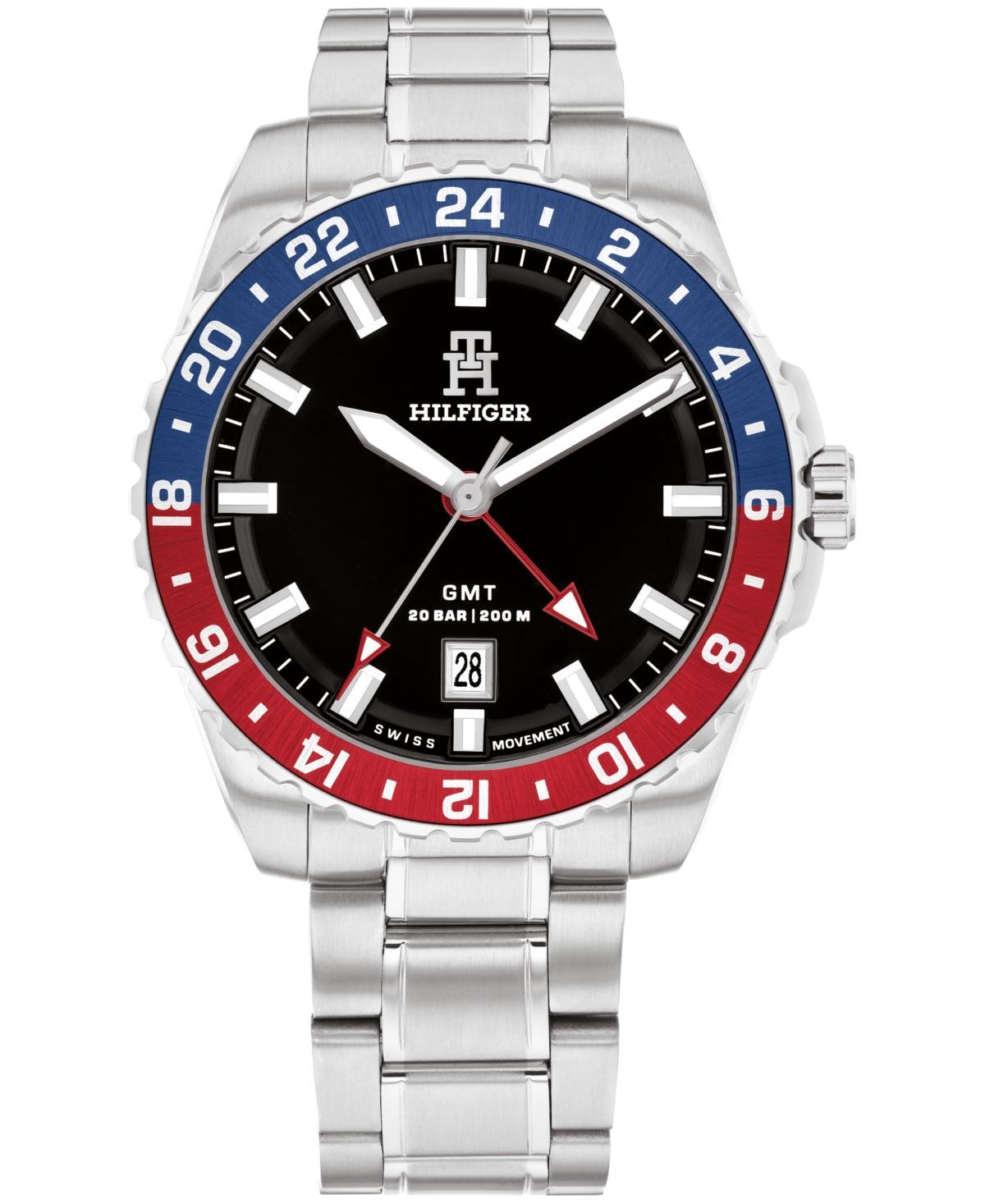 Tommy Hilfiger Mens Swiss Silver Stainless Steel Watch 42mm - Black Product Image