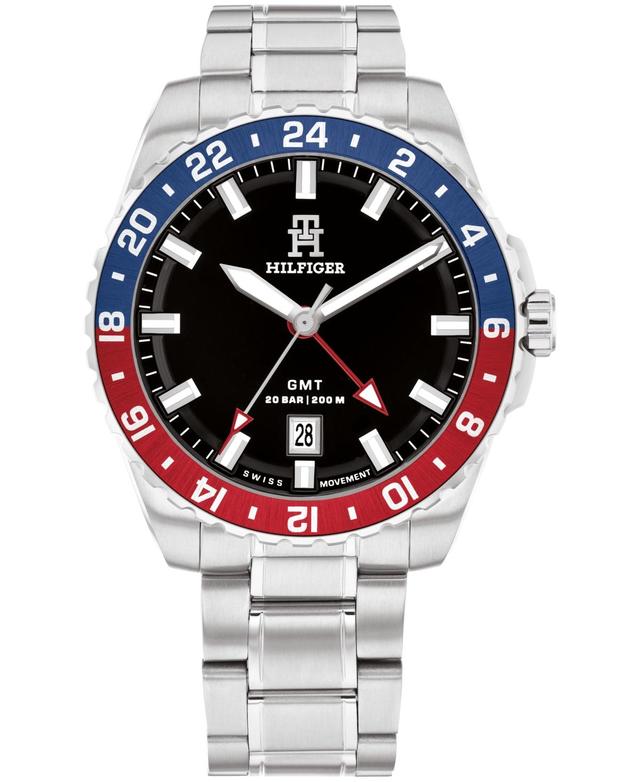 Tommy Hilfiger Mens Swiss Silver Stainless Steel Watch 42mm - Black Product Image