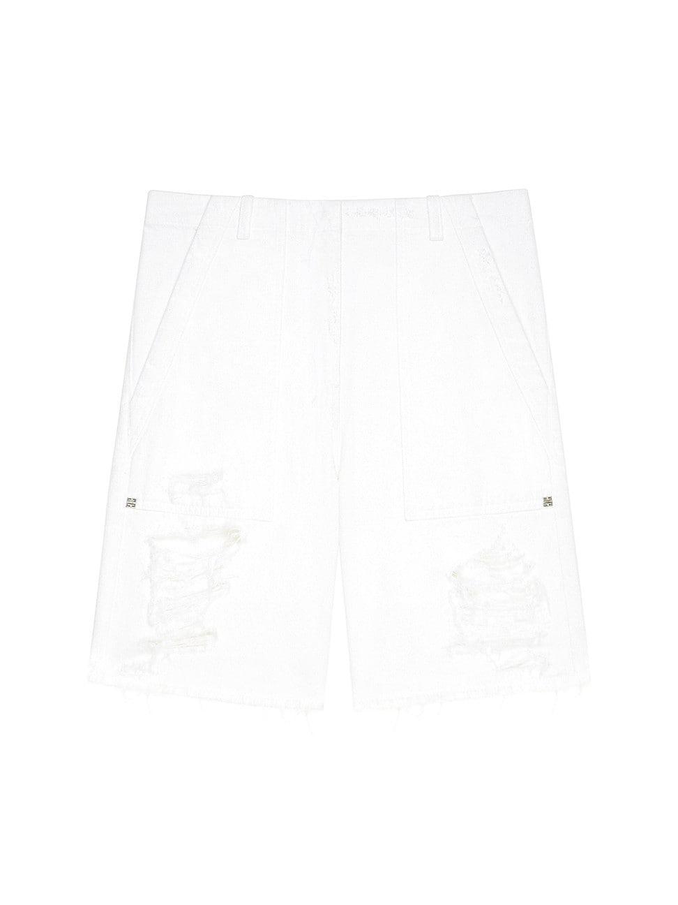 Givenchy Distressed Denim Cargo Shorts Product Image