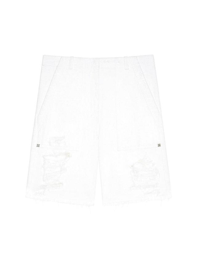 Womens Cargo Bermuda Shorts In Destroyed Denim Product Image