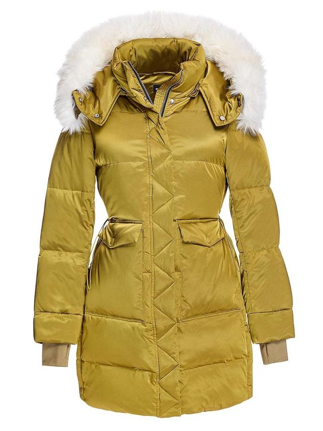 Womens Fitted Shearling-Trim Down Puffer Product Image